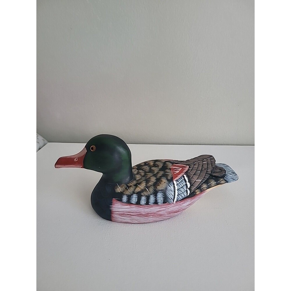 Vintage 1987 Epcot Small Decoy Wooden Mallard Duck Handcarved And Painted